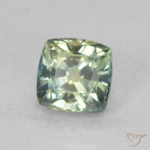 Safira Verde amarelado Natural 0.75ct, Almofada, VVS-VS