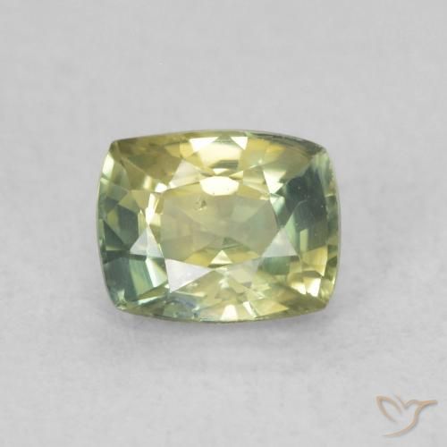 0.66ct Natural Verde amarelado Safira, Almofada, VVS-VS