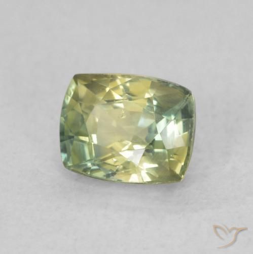 Safira Verde amarelado Natural 0.66ct, Almofada, VVS-VS