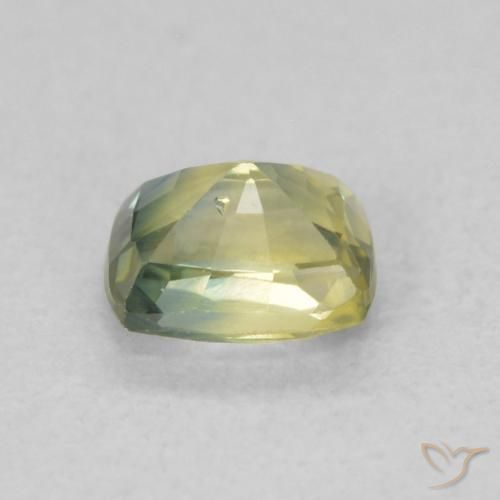 Safira Verde amarelado Natural 0.66ct, Almofada, VVS-VS