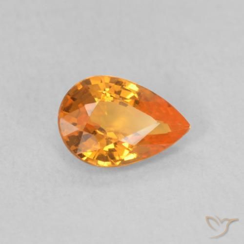 Safira Laranja brilhante Natural 0.52ct, Formato de pêra, VVS