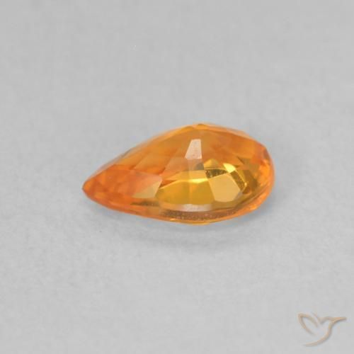 Safira Laranja brilhante Natural 0.52ct, Formato de pêra, VVS