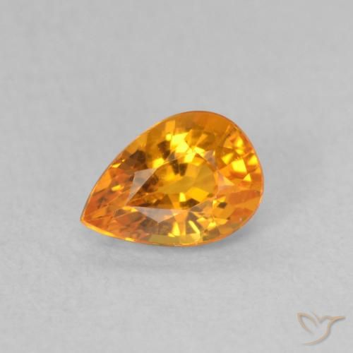 0.58ct Natural Laranja brilhante Safira, Formato de pêra, VVS
