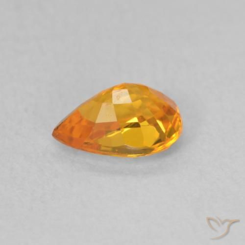 Safira Laranja brilhante Natural 0.58ct, Formato de pêra, VVS