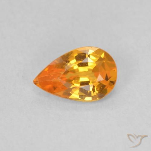 0.50ct Natural Laranja Médio Safira, Formato de pêra, VVS