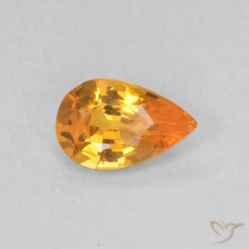 Safira Laranja Médio Natural 0.50ct, Formato de pêra, VVS