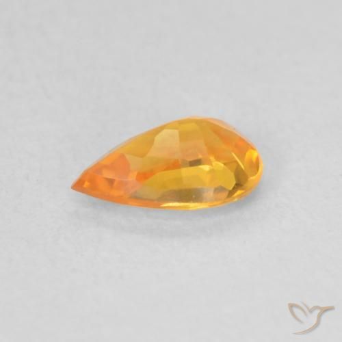 Safira Laranja Médio Natural 0.50ct, Formato de pêra, VVS