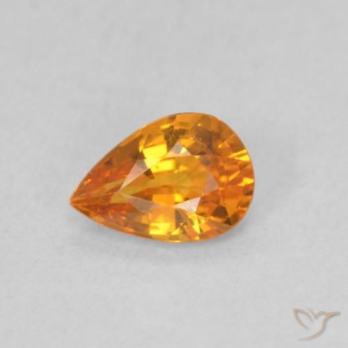 0.48ct Natural Laranja Médio Safira, Formato de pêra, VVS
