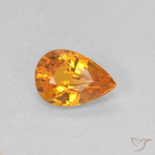 Safira Laranja Médio Natural 0.48ct, Formato de pêra, VVS