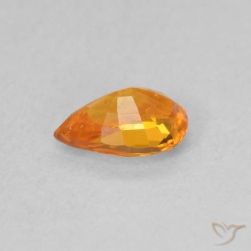 Safira Laranja Médio Natural 0.48ct, Formato de pêra, VVS