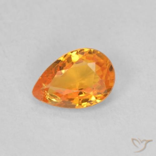 0.51ct Natural damasco laranja Safira, Formato de pêra, VS