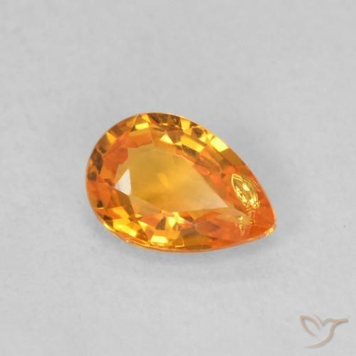 Safira damasco laranja Natural 0.51ct, Formato de pêra, VS