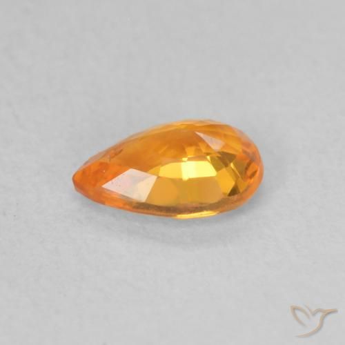 Safira damasco laranja Natural 0.51ct, Formato de pêra, VS