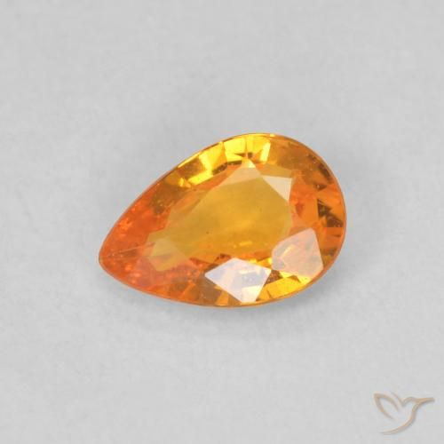 0.44ct Natural damasco laranja Safira, Formato de pêra, VS