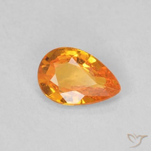 Safira damasco laranja Natural 0.44ct, Formato de pêra, VS