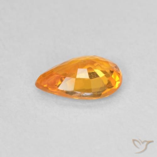 Safira damasco laranja Natural 0.44ct, Formato de pêra, VS