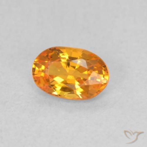 Safira Laranja brilhante Natural 0.52ct, oval, VVS-VS