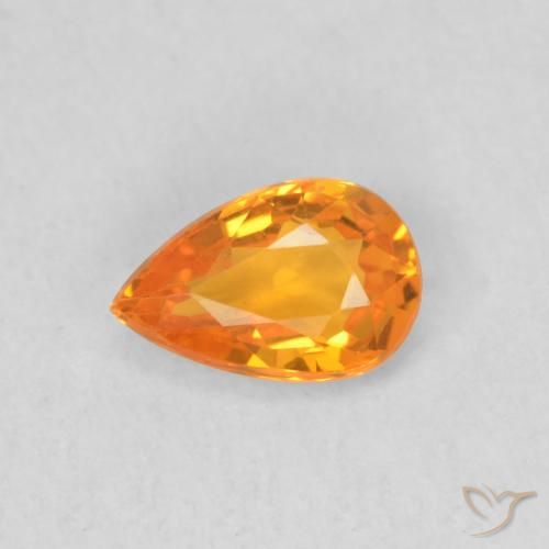 0.52ct Natural Laranja brilhante Safira, Formato de pêra, VVS-VS