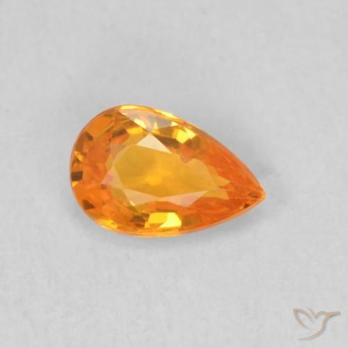 Safira Laranja brilhante Natural 0.52ct, Formato de pêra, VVS-VS