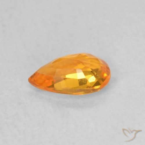Safira Laranja brilhante Natural 0.52ct, Formato de pêra, VVS-VS