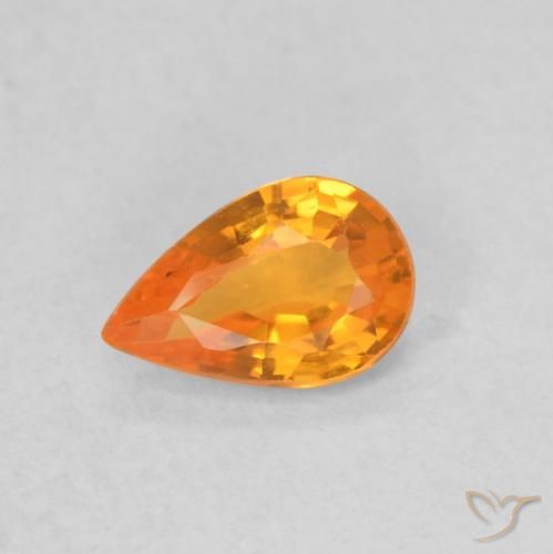 0.48ct Natural Laranja brilhante Safira, Formato de pêra, VVS-VS