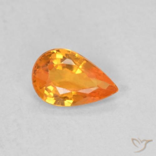 Safira Laranja brilhante Natural 0.48ct, Formato de pêra, VVS-VS