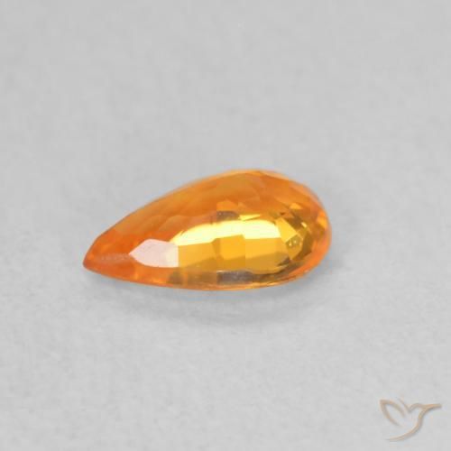Safira Laranja brilhante Natural 0.48ct, Formato de pêra, VVS-VS