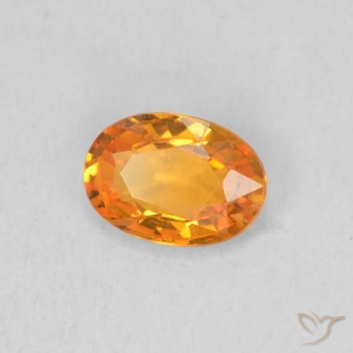 Safira Laranja brilhante Natural 0.46ct, oval, VVS-VS