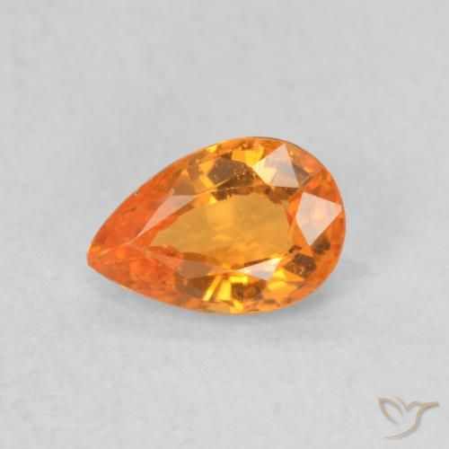 0.56ct Natural Laranja brilhante Safira, Formato de pêra, VVS-VS, Photo A