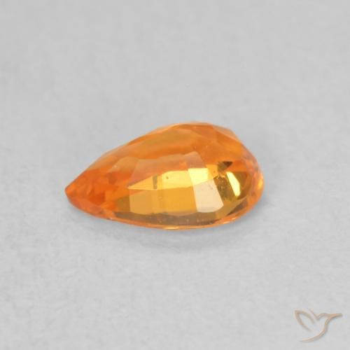 Safira Laranja brilhante Natural 0.56ct, Formato de pêra, VVS-VS