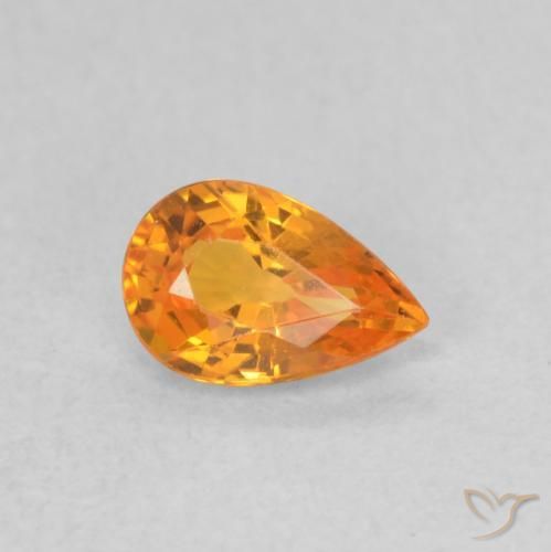 Safira Laranja brilhante Natural 0.52ct, Formato de pêra, VVS-VS