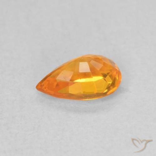 Safira Laranja brilhante Natural 0.52ct, Formato de pêra, VVS-VS