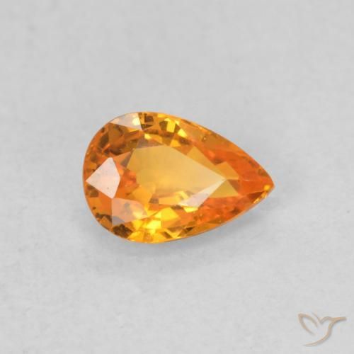 Safira Laranja brilhante Natural 0.53ct, Formato de pêra, VVS-VS