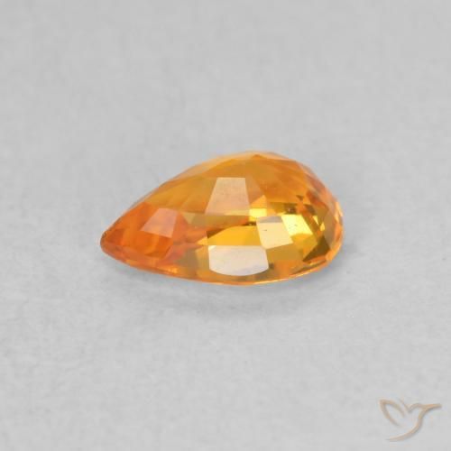 Safira Laranja brilhante Natural 0.53ct, Formato de pêra, VVS-VS