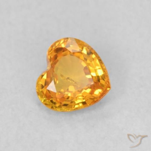 Safira Laranja brilhante Natural 0.44ct, Coração, VS