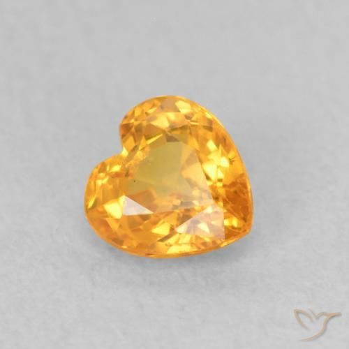 Safira Laranja brilhante Natural 0.50ct, Coração, VS