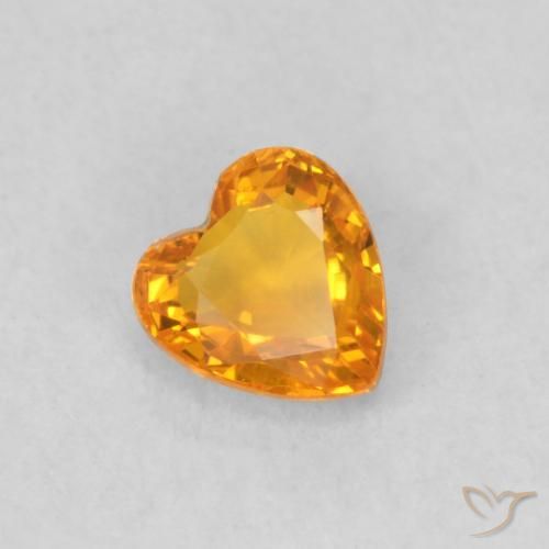 Safira Laranja brilhante Natural 0.41ct, Coração, VS