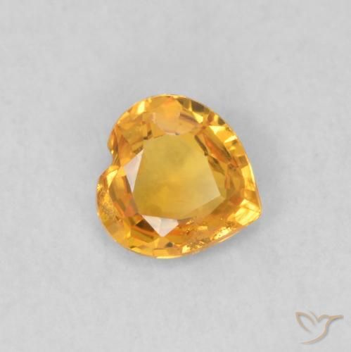 Safira Laranja brilhante Natural 0.35ct, Coração, VS