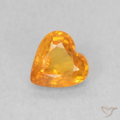 0.48ct Natural Laranja Médio Safira, Coração, VS
