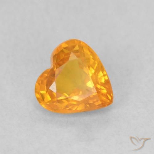 Safira Laranja Médio Natural 0.48ct, Coração, VS