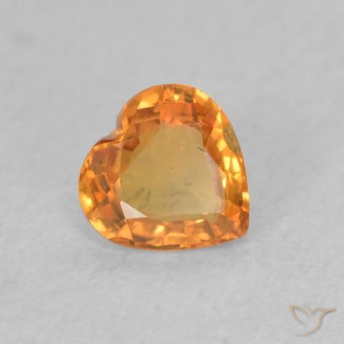 Safira Laranja brilhante Natural 0.42ct, Coração, VS
