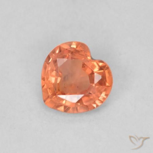 0.34ct Natural Laranja Médio Safira, Coração, VS