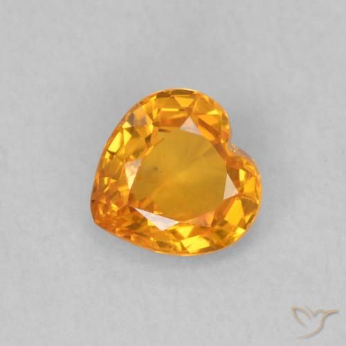 0.44ct Natural mel de laranja Safira, Coração, VS