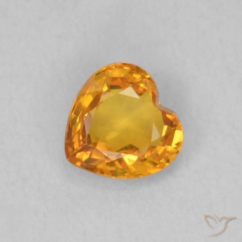 0.43ct Natural damasco laranja Safira, Coração, VS