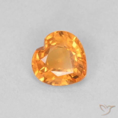 Safira Laranja Intenso Natural 0.37ct, Coração, VS