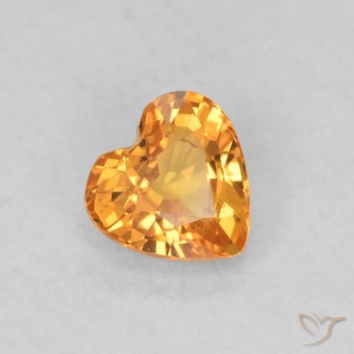 Safira Laranja brilhante Natural 0.49ct, Coração, VS