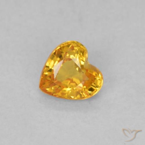 Safira Laranja brilhante Natural 0.34ct, Coração, VS