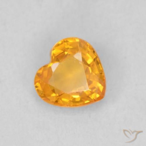 Safira Laranja brilhante Natural 0.44ct, Coração, VS