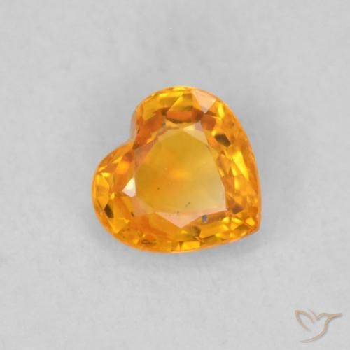 Safira Laranja brilhante Natural 0.48ct, Coração, VS