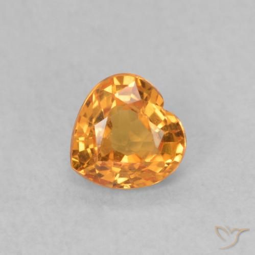 0.40ct Natural damasco laranja Safira, Coração, VS